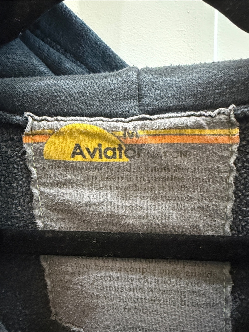 Aviator Nation Slate Blue Zip Hoodie with Rainbow Lightning Bolt - Picture 2 of 3